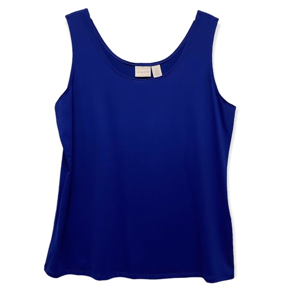 CHICO'S Microfiber Contemporary Basic Knit Nylon Stretch Tank Top Royal Blue 2/L - Picture 1 of 6